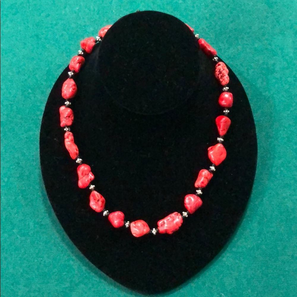 Red necklace and earrings set